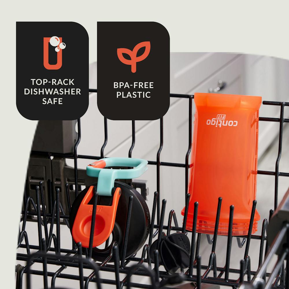Shaker bottle and lid in dishwasher